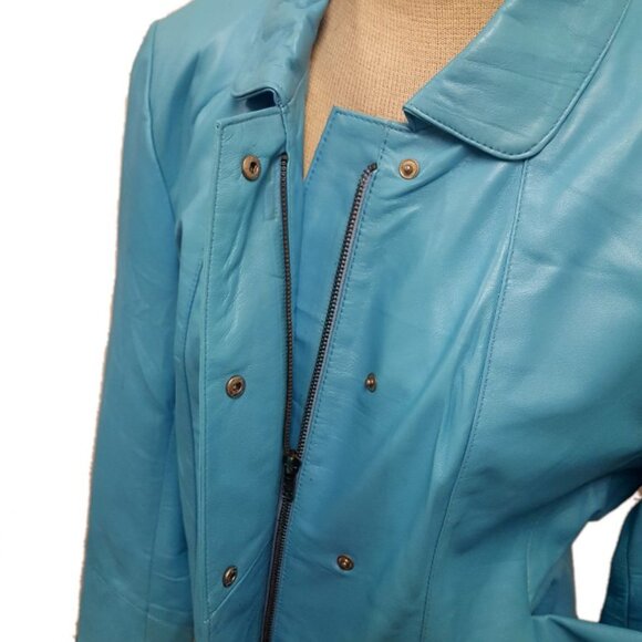 Women’s Soft Leather Single Overlap Lapel Short Exclusive Jacket 7 Color's - Picture 2 of 16
